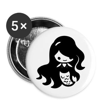 Meerjungfrau - Buttons groß 56 mm (5er Pack) - Weiß - Vorne