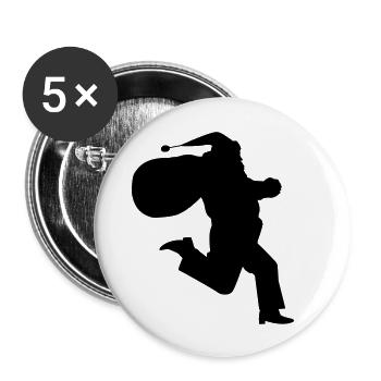 Cadeau du Père Noël en cours d’exécution - Lot de 5 grands badges (56 mm) - blanc - Devant