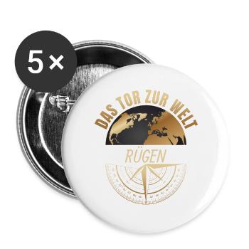 Das Tor zur Welt - Rügen - Buttons groß 56 mm (5er Pack) - Weiß - Vorne