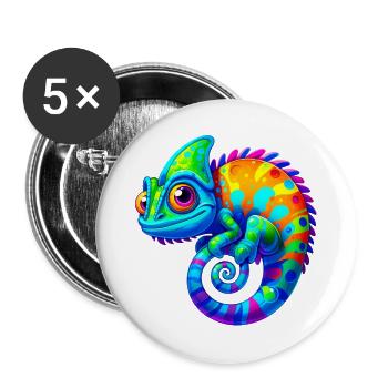 Caméléon - Lot de 5 grands badges (56 mm) - blanc - Devant