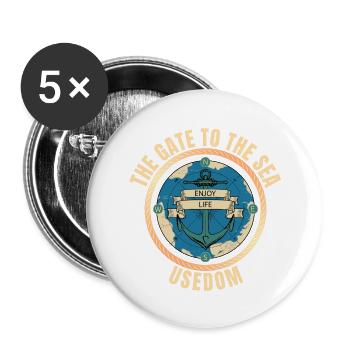 The Gate to the Sea - Usedom - Buttons groß 56 mm (5er Pack) - Weiß - Vorne