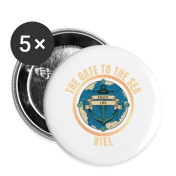 The Gate to the Sea - Kiel - Buttons groß 56 mm (5er Pack) - Weiß - Vorne