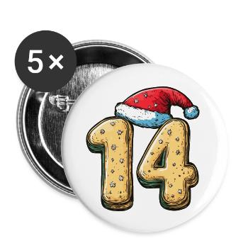 14 Number Christmas Cookie - Buttons large 2.2''/56 mm (5-pack) - white - Front