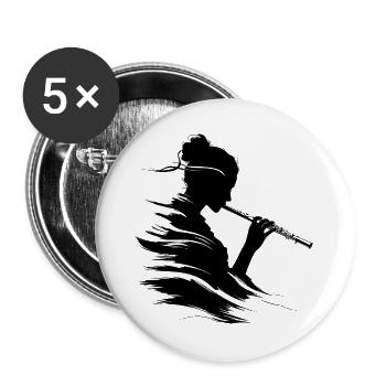 Flûtiste - Lot de 5 grands badges (56 mm) - blanc - Devant