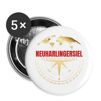 Koordinaten Neuharlingersiel - Buttons groß 56 mm (5er Pack) - Weiß - Vorne