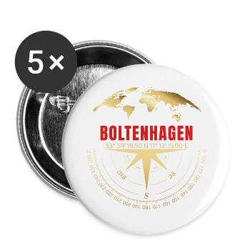 Koordinaten Boltenhagen - Buttons groß 56 mm (5er Pack) - Weiß - Vorne