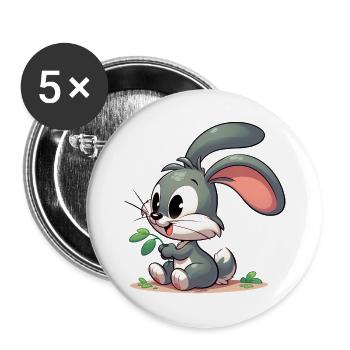 Lapin - Lot de 5 grands badges (56 mm) - blanc - Devant