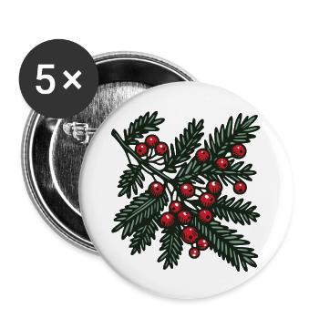 Branche de sapin - Lot de 5 grands badges (56 mm) - blanc - Devant