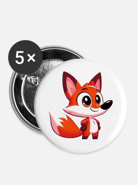 Fuchs - Buttons groß 56 mm (5er Pack) - Weiß