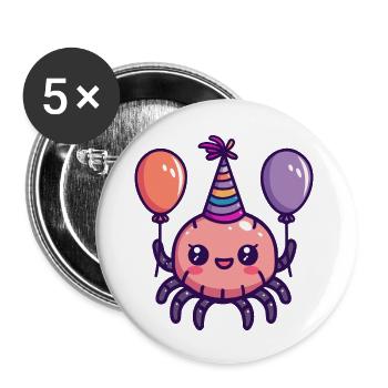 Tarantula Birthday Comic - Buttons large 2.2''/56 mm (5-pack) - white - Front