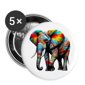 Elephant - Buttons large 2.2''/56 mm (5-pack) - white - Front