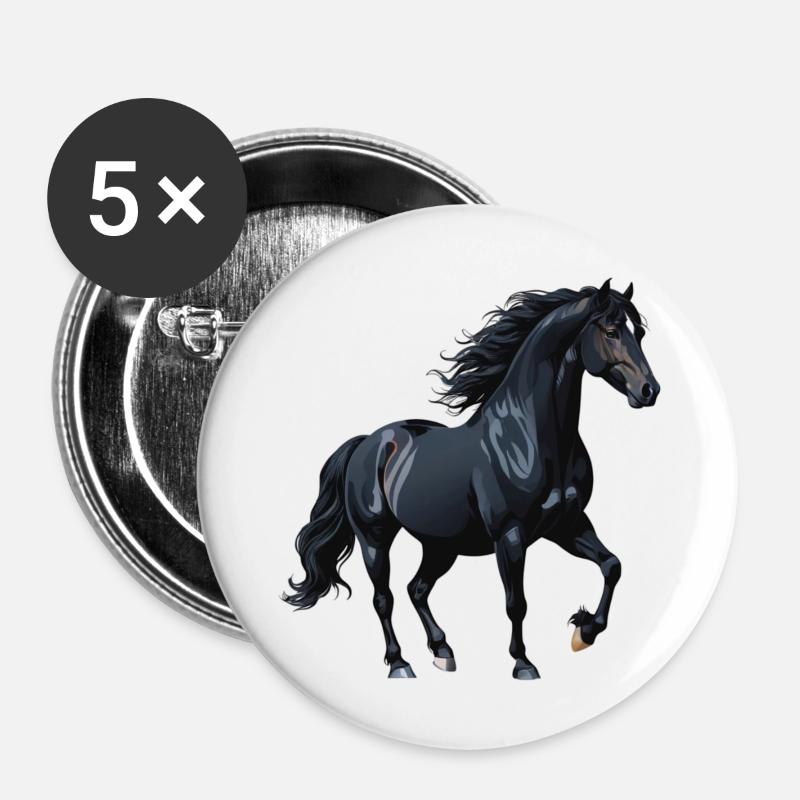 Black Stallion Silhouette - Buttons large 2.2''/56 mm (5-pack) - white