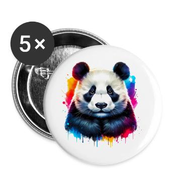 Panda - Buttons groß 56 mm (5er Pack) - Weiß - Vorne