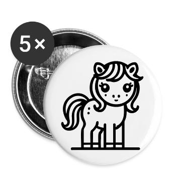 Cute Pony Horse Horse - Buttons large 2.2''/56 mm (5-pack) - white - Front