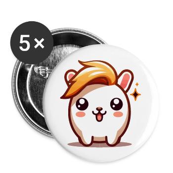 Süßer Hamster mit Frisur - Buttons groß 56 mm (5er Pack) - Weiß - Vorne