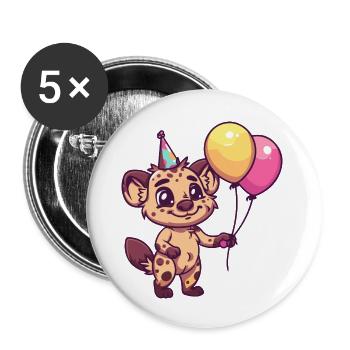 Hyène Anniversaire Bande Dessinée Mignon - Lot de 5 grands badges (56 mm) - blanc - Devant