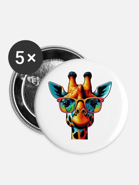 Giraffe - Buttons groß 56 mm (5er Pack) - Weiß