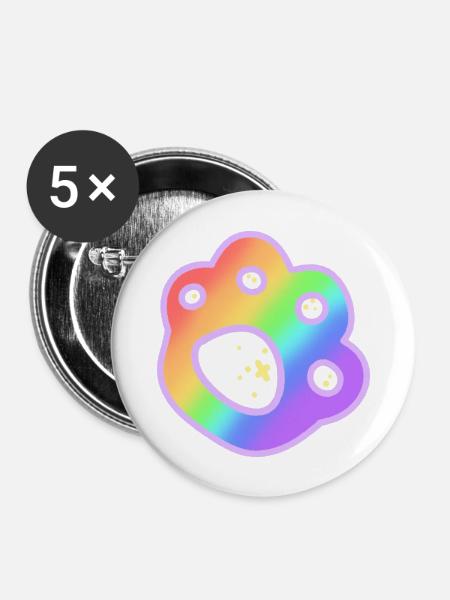 Pride Paw - Buttons groß 56 mm (5er Pack) - Weiß