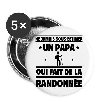 papa qui fait de la randonnée - Lot de 5 grands badges (56 mm) - blanc - Devant