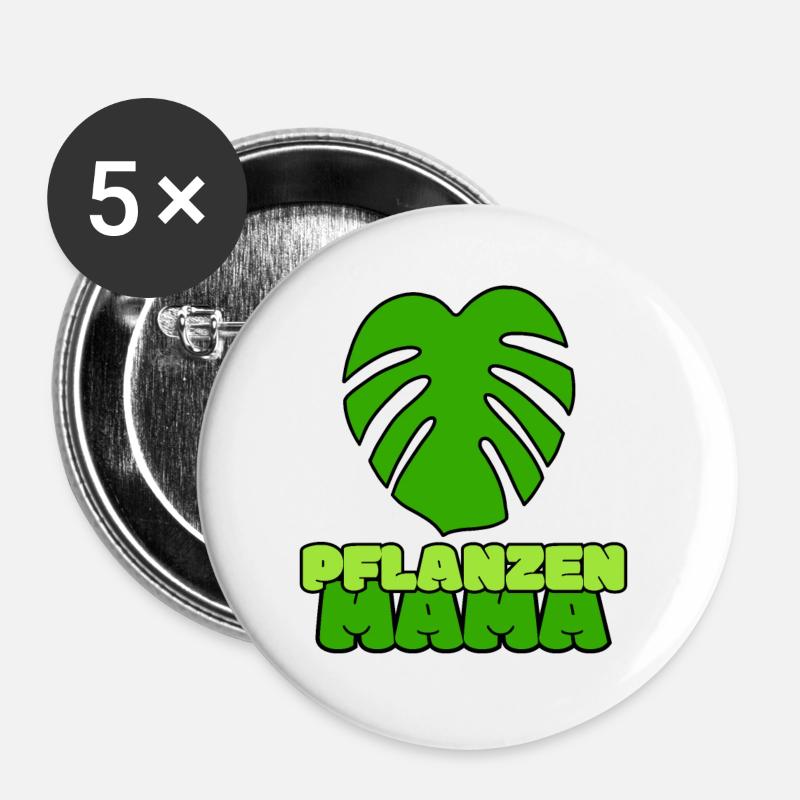 Plants Mom - Buttons large 2.2''/56 mm (5-pack) - white