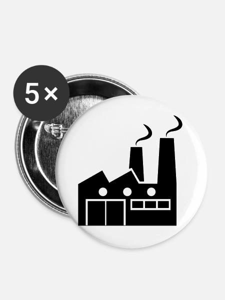 Abstrakte geometrische Linienkunst einer Fabrik - Buttons groß 56 mm (5er Pack) - Weiß