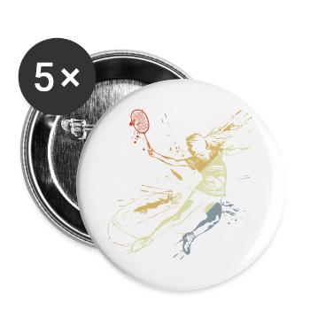 Badminton Mme Grafitti - Lot de 5 grands badges (56 mm) - blanc - Devant