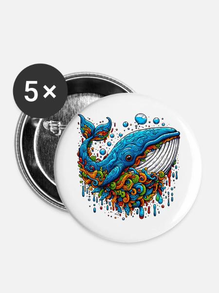 Wal - Buttons groß 56 mm (5er Pack) - Weiß