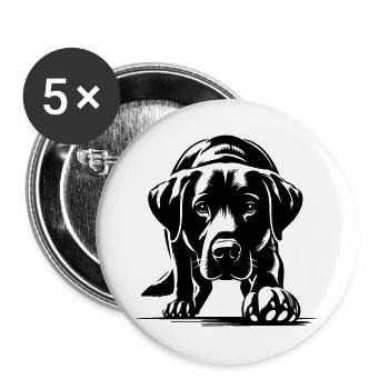 Labrador - Lot de 5 grands badges (56 mm) - blanc - Devant