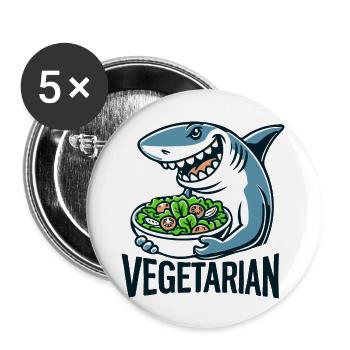 Vegetarian shark - Buttons large 2.2''/56 mm (5-pack) - white - Front