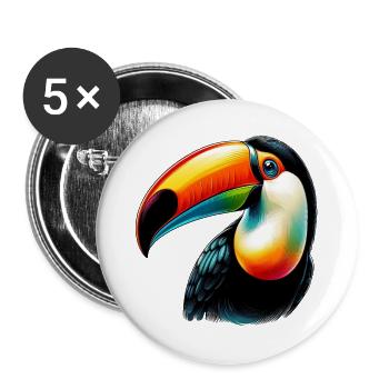 Tukan - Buttons groß 56 mm (5er Pack) - Weiß - Vorne