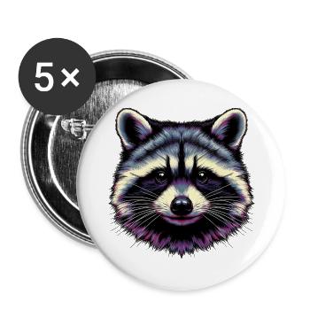 Raccoon - Buttons large 2.2''/56 mm (5-pack) - white - Front