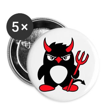 Pingouin Cornes de diable Trident Enfer Mal Satan - Lot de 5 grands badges (56 mm) - blanc - Devant