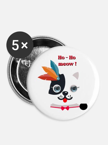 Glamouröse Katze - Buttons groß 56 mm (5er Pack) - Weiß