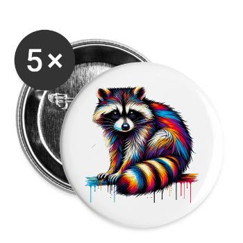 Raccoon - Buttons large 2.2''/56 mm (5-pack) - white - Front