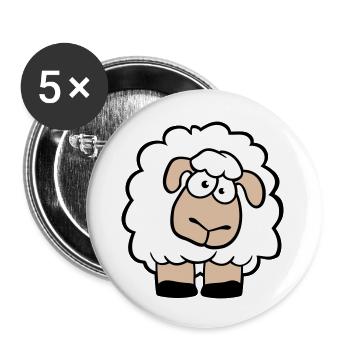 Schaf Guckt Doof Süß Niedlich Neugierig Cartoon - Buttons groß 56 mm (5er Pack) - Weiß - Vorne