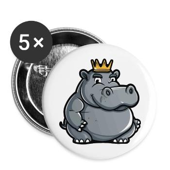 Hippopotame Cartoon Couronne - Lot de 5 grands badges (56 mm) - blanc - Devant