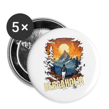 Bergaholic - Buttons groß 56 mm (5er Pack) - Weiß - Vorne