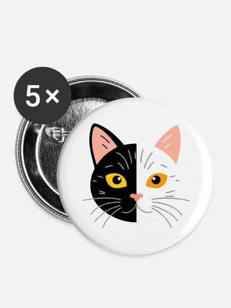 Schnurren und Miauen - Buttons groß 56 mm (5er Pack) - Weiß