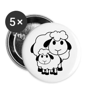 Famille Mouton 2 Papa Maman Mère Enfant Amour Bébé - Lot de 5 grands badges (56 mm) - blanc - Devant