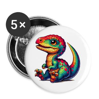 Dinosaur - Buttons large 2.2''/56 mm (5-pack) - white - Front