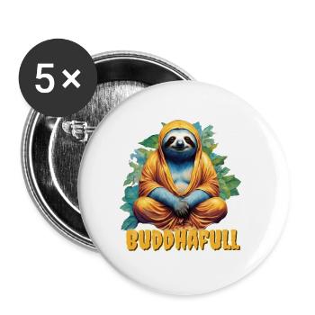 Bouddha Yoga Paresseux Humour Dieu Paresseux Nerd Sommeil - Lot de 5 grands badges (56 mm) - blanc - Devant