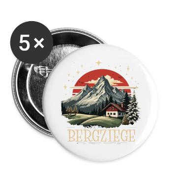 Bergziege - Buttons groß 56 mm (5er Pack) - Weiß - Vorne
