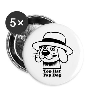 Dapper Doggo - Top Hat, Top Dog Design - Buttons large 2.2''/56 mm (5-pack) - white - Front