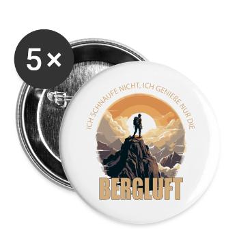 Ich schnaufe nicht, ich genieße nur die Bergluft - Buttons groß 56 mm (5er Pack) - Weiß - Vorne
