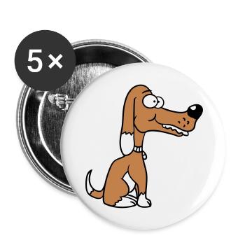 Chien Sitting, Drôle, Heureux, Chiot, Animal de compagnie, Bande dessinée - Lot de 5 grands badges (56 mm) - blanc - Devant