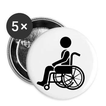 Mann im Rollstuhl Barrierefreiheit - Buttons groß 56 mm (5er Pack) - Weiß - Vorne