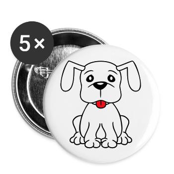 chien assis mignon petit chiot heureux animal de compagnie - Lot de 5 grands badges (56 mm) - blanc - Devant