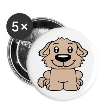 chien assis mignon petit chiot heureux animal de compagnie - Lot de 5 grands badges (56 mm) - blanc - Devant