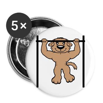 Chien Pull-ups Bar Muscles Gym Pull-Up Bar - Lot de 5 grands badges (56 mm) - blanc - Devant