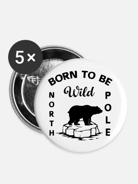 Eisbär Wildnis Antarktis - Buttons groß 56 mm (5er Pack) - Weiß